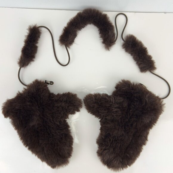 FURIOUS FUR Faux Fur Chocolate Brown Vegan Fluffy Plush Warm Winter Mitains OS - Picture 1 of 6